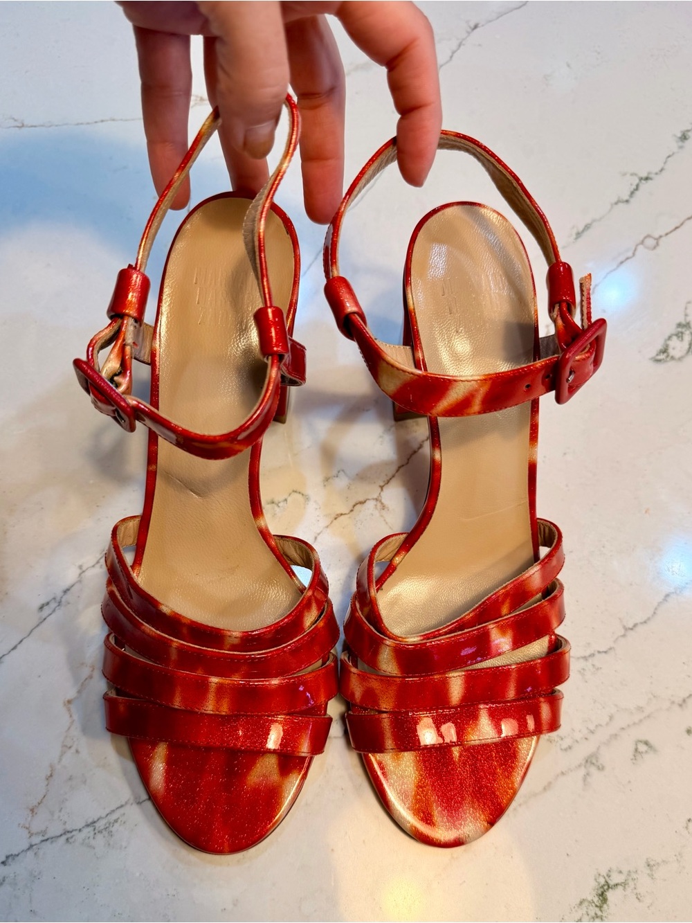 Maryam Nassir Zadeh Palma Low Sandal- Red Tortoise Print Size 38.5 US 8 - Picture 9 of 13
